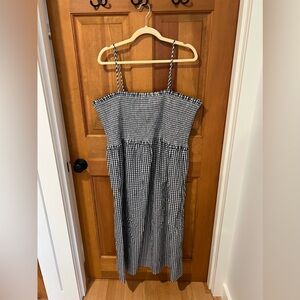 J Crew Women’s Navy Gingham Smocked Cotten Dress